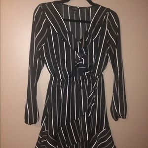 Black and white striped long sleeve dress